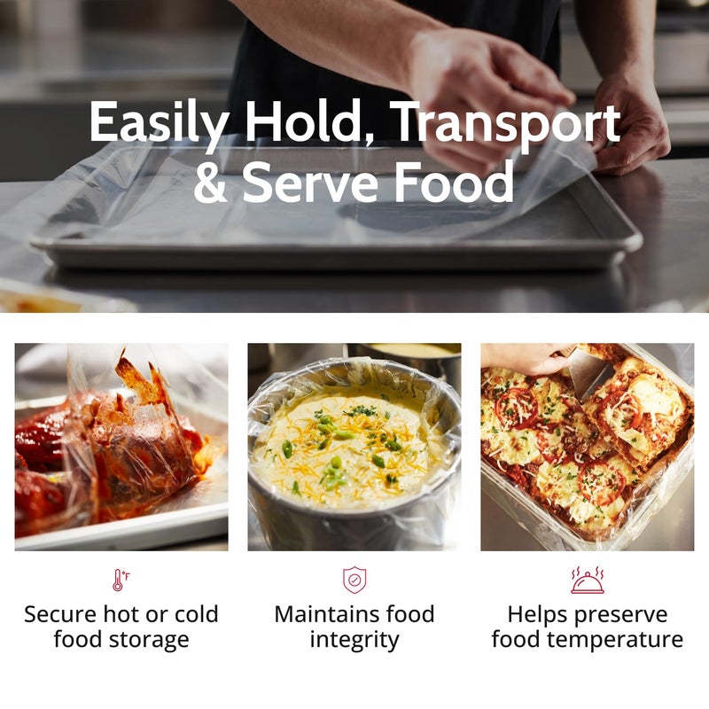 PanSaver Hotel Clear Sheet Pan Liners for Easy Clean Up - Disposable Buffet Pan Liners  Ovenable up to 400F (Half Pan - Deep - 34 x 12 IN) - Image 3